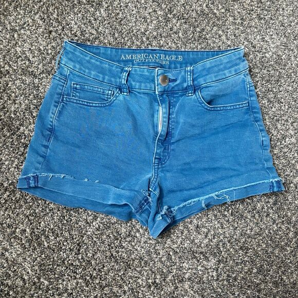 American Eagle Women’s Blue Super Super Stretch High Rise Shorts Size 6 - Picture 1 of 5